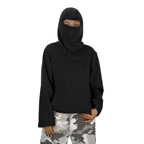 Boys Girls Zip Up Hoodie with Built-In Face Mask Fleece Hooded Sweatshirt Fall Winter Soft Warm Pullover for Youth2