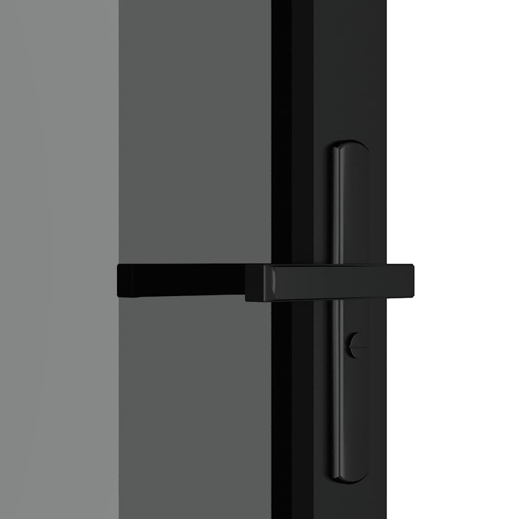 vidaXL Porte Intérieure Porte Vitrée Porte à Panneaux Chambre à Coucher Salle de Bain Maison 76x201,5 cm Noir Verre ESG et Aluminium