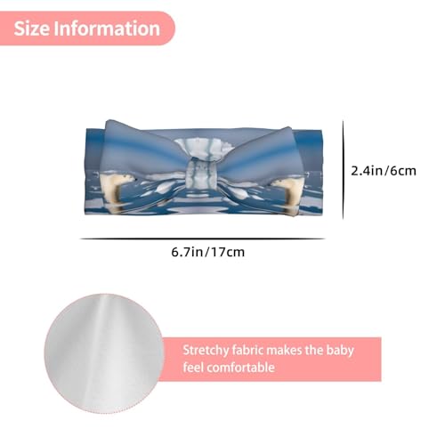 Polar Bear Ice Prints Baby Bow Headband Super Stretchy Soft Bows Hair Accessories for Newborn Infants Toddlers Kids Girls3