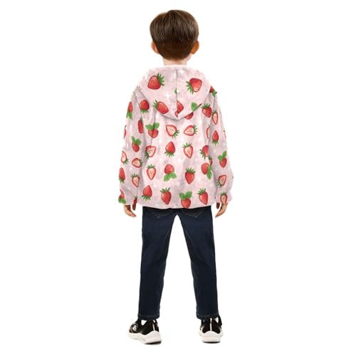 CHIFIGNO Strawberries Pink Toddler Boy Thick Warm Fleece Jacket with Polar Fleece Lining 3T4