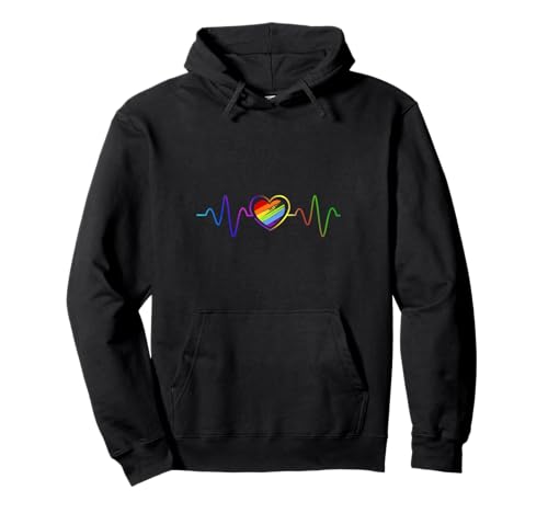 LGBT Herzschlag Regenbogen Pullover Hoodie