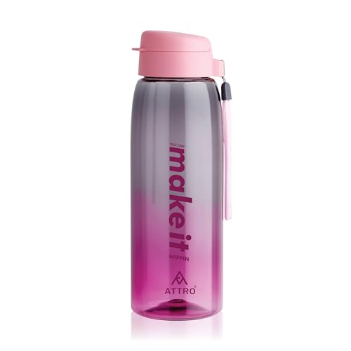 Image of ATTRO Sip Star Plastic Water Bottle - 1000ml, Pink, BPA Free, Leak-Proof, Durable Sports & Travel Bottle, Ideal for Gym, Office, School, Outdoor & Daily Use