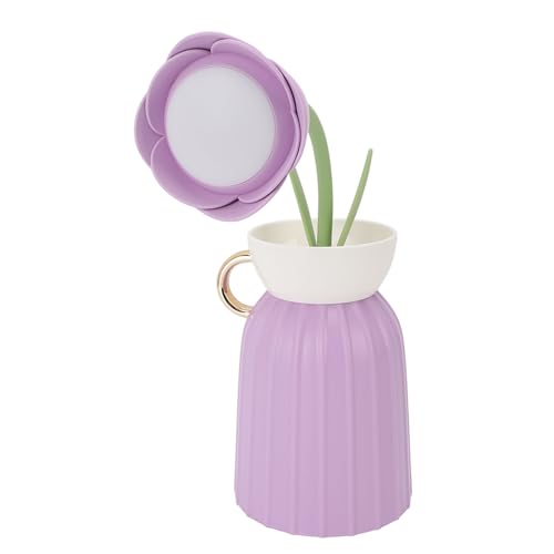 Lámpara de Mesa de Flores, Pequeña Luz de la Noche Ambiental 3 Color, Se Eninculable con Cuello de Cisne Ajustable, Lámpara de Lectura de Cuidado de los Ojos LED Recargables para