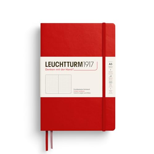 Image of LEUCHTTURM1917 - Notebook Hardcover Medium A5-251 Numbered Pages for Writing and Journaling (Cherry, Dotted)