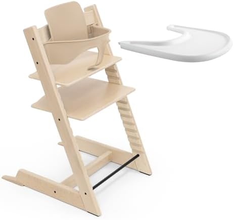 Trona Tripp Trapp de Stokke (Natural) Con Bandeja (Blanco) - Incl...
