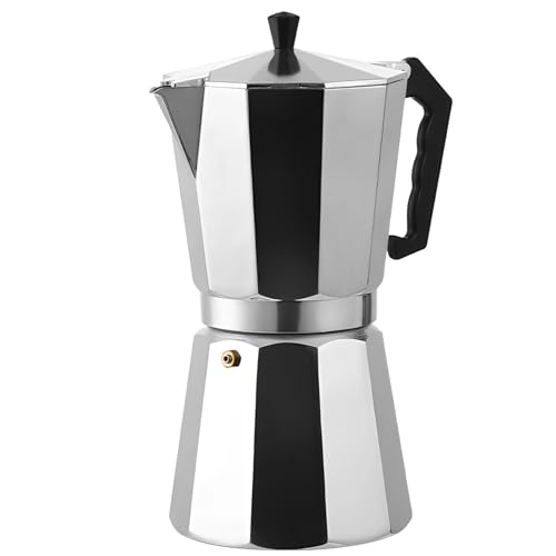 Packool Cafetera Moka de aluminio de 14 tazas, cafetera espresso clásica, percolador octogonal para estufa de gas o eléctrica, mango resistente al calor, preparación de café italiano y cubano