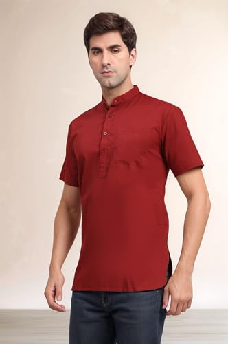 Image of SKAVIJ Men's Cotton Tunic Casual Short Kurta Top Regular Fit