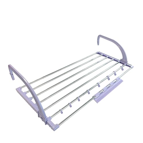 Spring & Spruce Speedi-Dry Extendable Over Radiator Clothes Airer - Adjustable Folding Drying Rack - Ample Capacity - Rapid & Efficient - 8 Hanger Rings - Compact Storage - 10kg Load