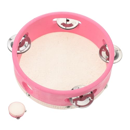 ERINGOGO instrumentos de percusión sostener pandereta para pandero de percusión pandilla fiestas pandereta de percusión de mano pandereta de instrumentos musicales de madera rosa
