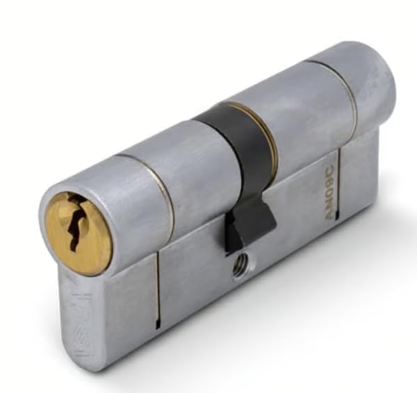 VERSA 6-Pin Euro Double Cylinder Lock 30/80 (110 mm) Dual Finish Satin Nickel & Satin Brass | 5 Keys | Anti-Snap, Anti-Drill, Anti-Pick | EN1303:2015 Certified | Reliable Door Cylinder Lock