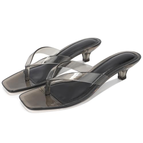 Bacia Jelly Thong Kitten Heel Sandals for Women Black Size 8 - image 1