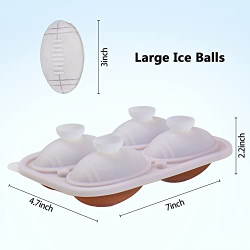 Football Ice Cube Mold, Football Shapes Ice Cube Tray, Silicone Oval Ice Mold Chocolate Mold with Clear Funnel-type Lid, Make 4 Large Ice Balls for Chilling Whiskey Cocktails Drinks, Coffee