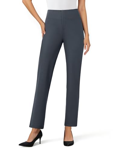 DLOODA Womens Dress Pants, Stretchy Straight Leg Pull On Work...