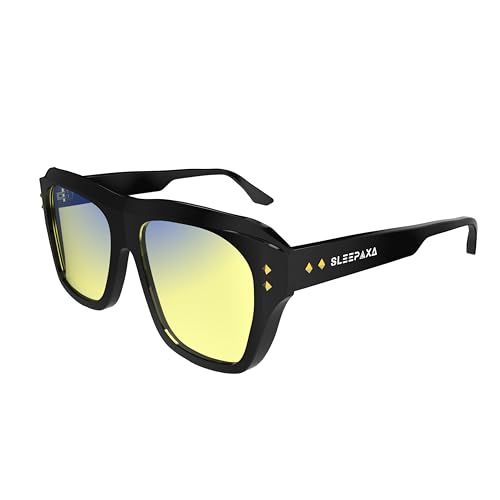 Image of Celestial Day Active Yellow Tint Rectangle Glasses | HEV Filter Blue Light Eyewear for Doctors & Medical Professionals | Rectangle Frame for EMR, Telemedicine & Hospital Software (Jet Black)