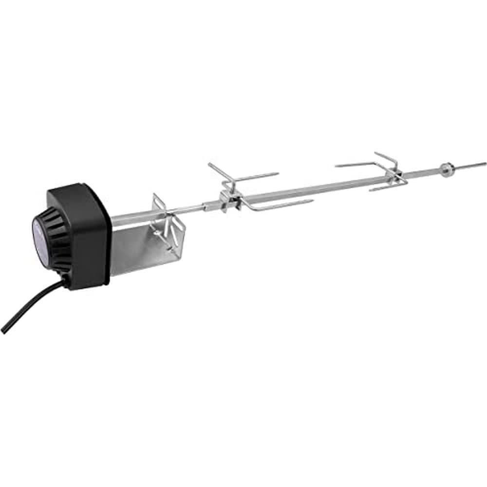 Cook>it - Girarrosto in Acciaio Inox per griglia a Gas 3/3/4/5 fuochi, Design Robusto con spiedino 10×10 mm, Nero
