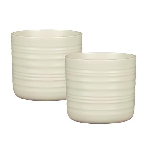 Scheurich Cottage, Blumentopf 2er Set aus Keramik, Farbe: Silent Green, 16,6 cm Durchmesser, 15,3 cm hoch, 2,6 l Vol.