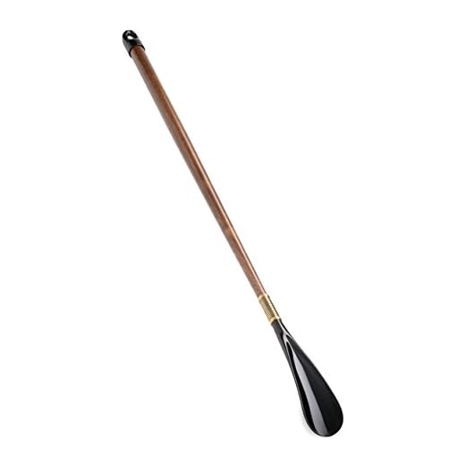 31" Long Handled Shoe Horn (Walnut Wood Handle)- MADE IN THE USA - Flexible Spring - Solid Wood Handle - Hanger Cap - 31 Inch Length
