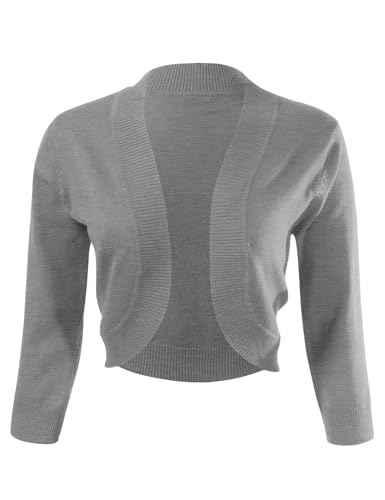 Image of Allsense Women's 3 /4 Sleeve Bolero Shrug for Dresses | Open Front Cropped Cardigan, Lightweight Knit Dress Cover Up