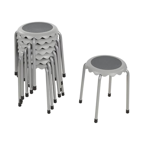 Image of ECR4Kids Daisy Stackable Stool Set, Flexible Seating, Light Grey, 8-Piece
