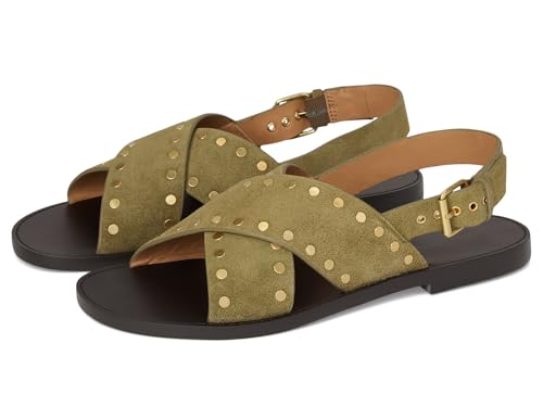 Image of Madewell, Women, The Tuley Crossover Sandal in Suede, Aged Olive, 5.5, Medium