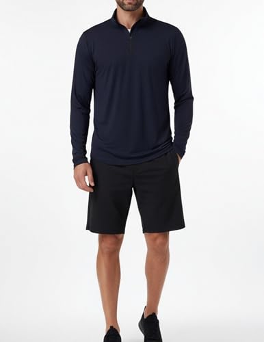 OYGSieg Herren-Pullover mit Viertelreißverschluss, leicht, schnell trocknend, aktiv, lässig, athletisch, langärmelig, 4 Stück, Schwarz/Dunkelgrau/Hellgrau/Blau (Seta), XL