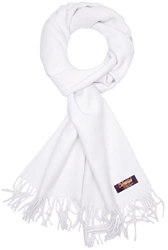 BRUBAKER Cashmirillo Schal - ca. 40 x 180 cm Lang Leicht Warm und Kuschelig - Herbst und Winter Kuschelschal - Stola Tuch mit Fransen für Damen und Herren - Weiß