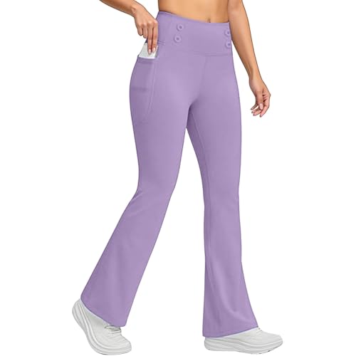 GMQWRK Pantalones de corte de bota para mujer, leggings de entrenamiento cálidos con forro de microforro polar, bolsillos, botones, cintura alta, pantalones térmicos, capas base, pantalones 2026