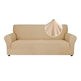 Ystyle Copridivano 3 Posti Con Braccioli - Elasticizzato Copri Divano Antigraffio Gatto, Fodere Copridivani Antiscivolo Antimacchia Lavabile, Copripoltrona Bottom Con Elastica, Beige Giallo