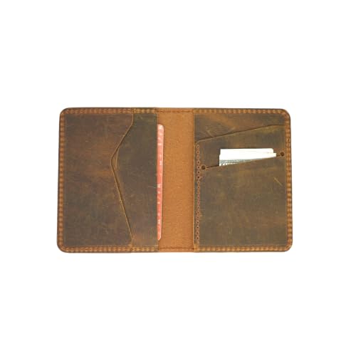 Image of JJNUSA Handmade Distressed Men's Minimalist Leather Wallet Card Holder Wallets for Gifts Brown Flower | Handmade