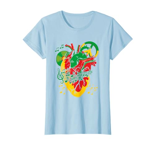 Drapeau jamaïcain cœur | Musique jamaique | Reggae T-Shirt