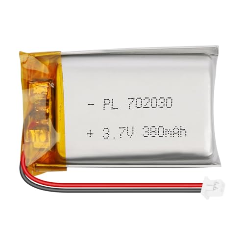 AKZYTUE 3.7V 380mAh 702030 LiPo Battery, 1S Rechargeable Lit