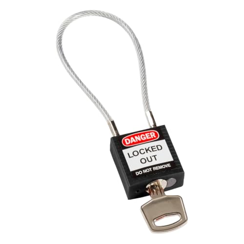 Cadenas à câble Brady compact avec clé différente noire pour consignation - 2