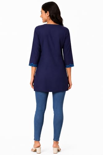 Image of Women's Pure Cotton Embroidered Short Kurtis