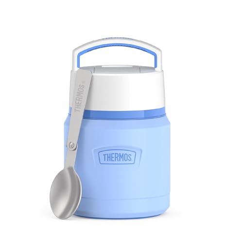Image of THERMOS ICON Stainless Steel Food Jar with Spoon, 12 Ounce, Light Blue
