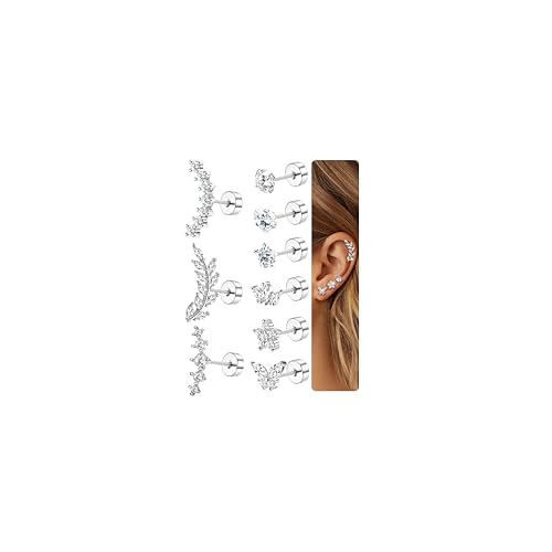 Diamday 9Pcs Piercing Oreja Pendientes Acero Quirurgico para