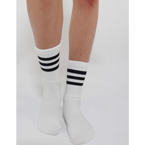 Image of 4 PAIRS Striped Crew Socks For Women Casual Cotton Novelty Retro Athltic Socks Unisex MultiColor