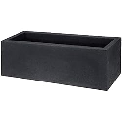Maceteros Grandes Antracita Spetebo Macetero grande de diseño en antracita, 80 x 29 cm, XXL, plástico, macetero, macetero, rectangular, color gris oscuro