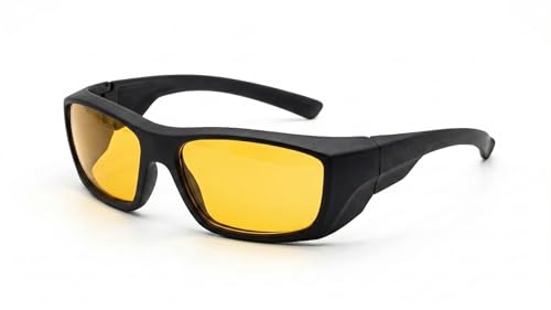 Image of THUNDERSTORM Safety Goggles Polycarbonate Anti-Fog Lens Anti-Scratch UV Protection Black Eye Glasses Multipurpose Use Industrial, Bike Riding, Cycling, Car Driving for Men & Women (Yellow)