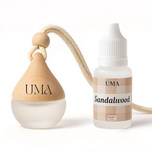 Image of Premium Car Freshener | UMA | Teardrop design | Hanging Pod with Refill | Car Freshener (8ml) + Refill (8ml) | Ultimate Magical Aromas (Sandalwood)