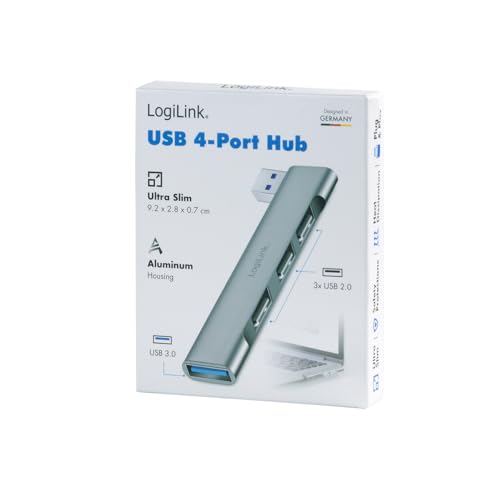 LogiLink UA0436 - Hub USB ultra sottile a 4 porte (connettore USB-A) in alluminio fino a 18 W, porte: 1 USB 3.0 tipo A, 3 USB 2.0 tipo A - Hub USB - Immagine 6
