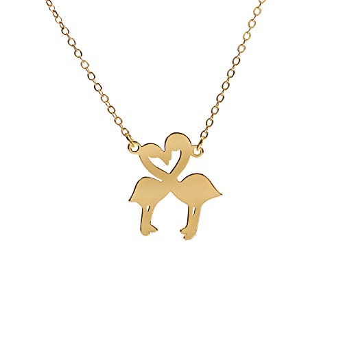 NOUMANDA Romantic Couple Kissing Flamingo Bird Necklace Cute Animal Jewelry