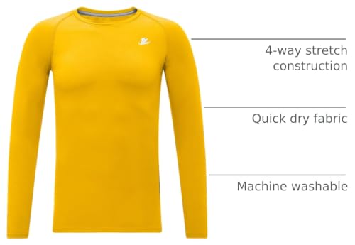 Image of DEVOROPA Youth Boys Compression Shirt Long /Short Sleeve Football Baseball Undershirt Quick Dry Kids Sports Baselayer Crewneck