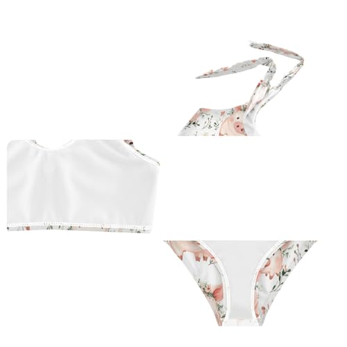 Wusikd Pigs Wreaths Girls Swimsuits Two Piece Cute Swimwear Bikini Set for for Girls Size 3T4