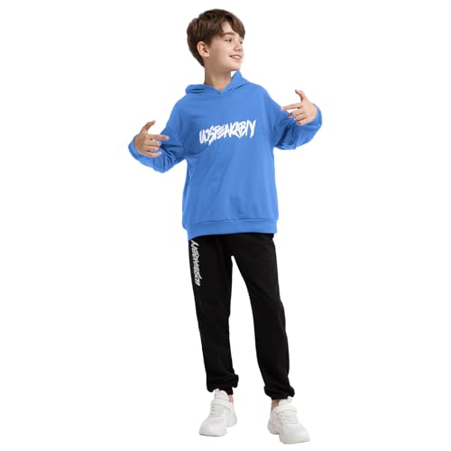 Image of amropi Boy's Tracksuit Pullover Hoodie Jogging Pants Set 2 Pieces Sweatsuit for 2-17 Years
