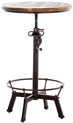 CLP Table Ajustable Malita en Métal Et Bois I Table De Bar Style Industriel I Mange Debout avec Repose-Pieds, Couleur:Bronze