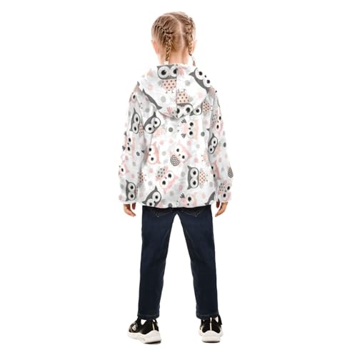 OTVEE Pink Cartoon Owls Kids Hoodie Jacket Fall Spring Full Zip Warm Outwear Coat4