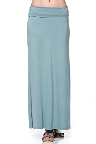 Azules Women'S Rayon Span Maxi Skirt - BLUE DUSTY S