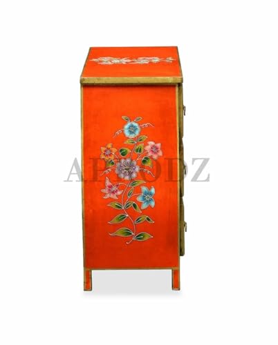 Image of APRODZ Wooden Handpainted Chest of Drawer Cabinet for Storage (Multicolor)