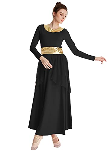 Robe liturgique noire haut de gamme avec ceinture métallique XL