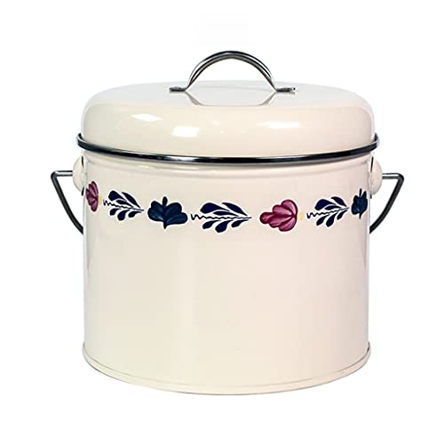 Tarros herméticos para almacenamiento de harina, recipiente redondo de almacenamiento de esmalte nostalgia, tarro de lata de metal, cesta de frutas, cesta de verduras, cebolla, ajo, para cocina,